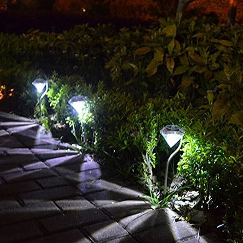 

4PC Solar light LED lawn lamp straight pole diamond lamp outdoor waterproof garden park villa path landscape decoration lighting