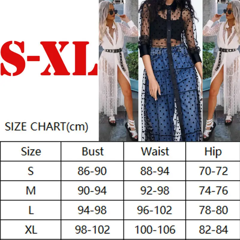 

Summer Sexy Dress Women Black Polka Dot Mesh Sheer Transparent Long Ladies Dress Sleeve Longuette casual High Waist Dress Female