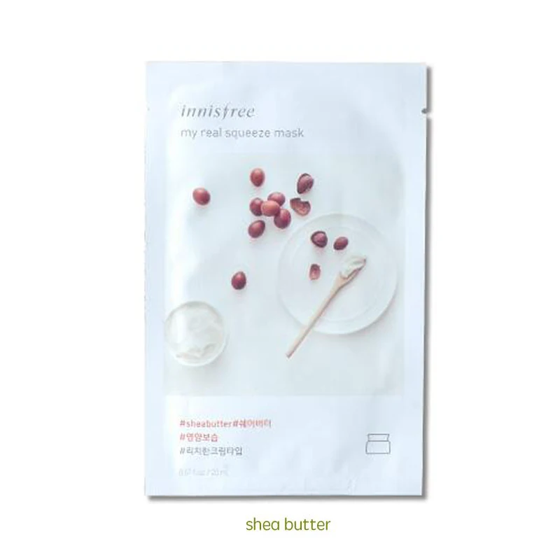 shea butter Innisfree It's Real Squeeze Mask увлажняющая маска с контролем жирности, Антивозрастная гладкая кожа, Корейская косметическая маска для лица - Цвет: shea butter