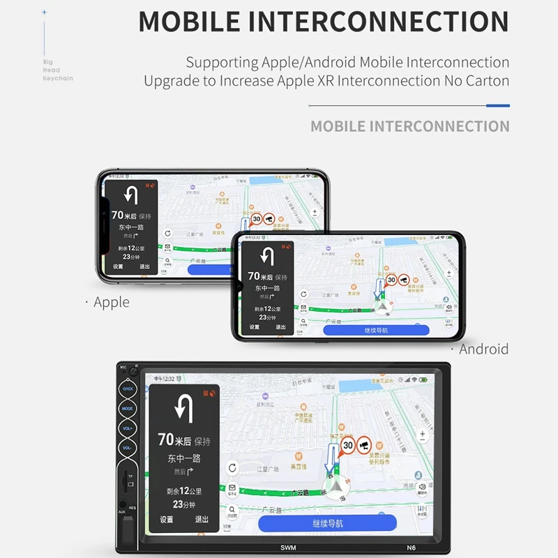 7 дюймов свяжитесь Sn автомобиль радио плеер HD стерео Bluetooth 12V 2 Din FM ISO Мощность Aux