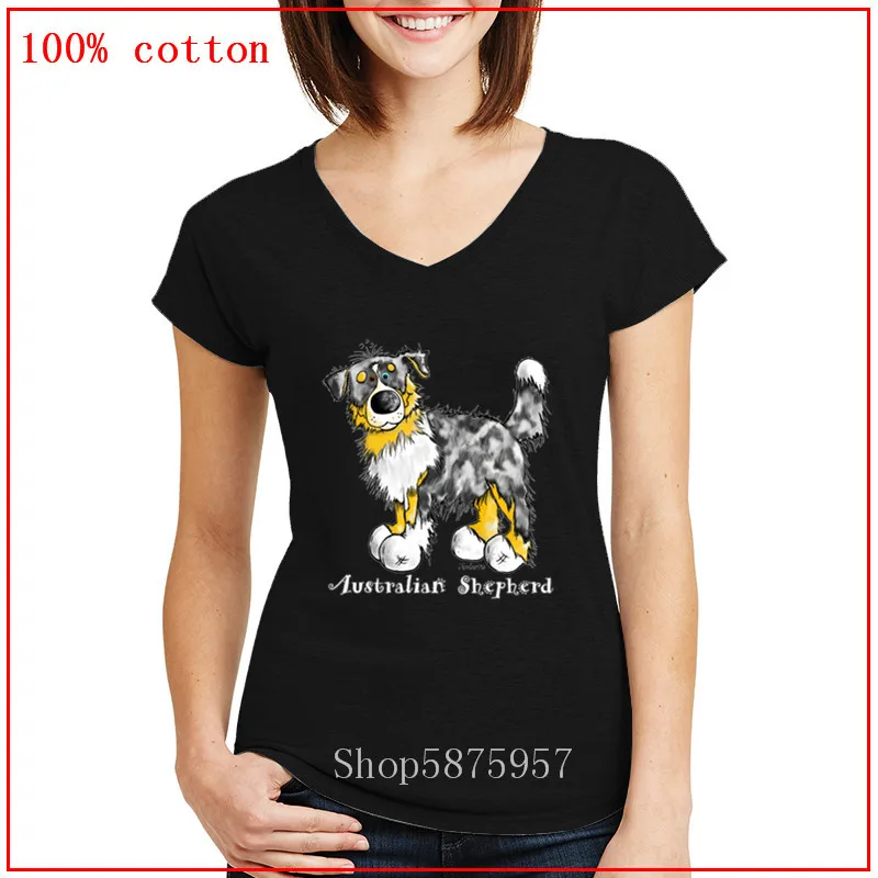 Австралийские овчарки футболки женская футболка с v образным вырезом принтом