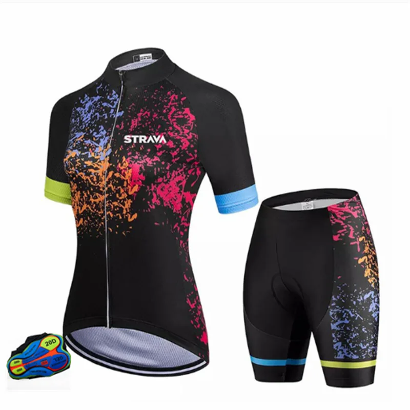 

STRAVA Cycling Sleeve Short Sleeves Cycling Bike Jersey With Pocket leeve shirt Bike bib shorts 20D Gel pad Jersey Quick-Dryin