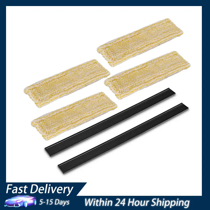 

6 Peeling Lips And Microfibre Mop Cover Set For Karcher WV2 WV5 2.633-130.0 Replace Attachment Dust Remove(Not Include The Head)