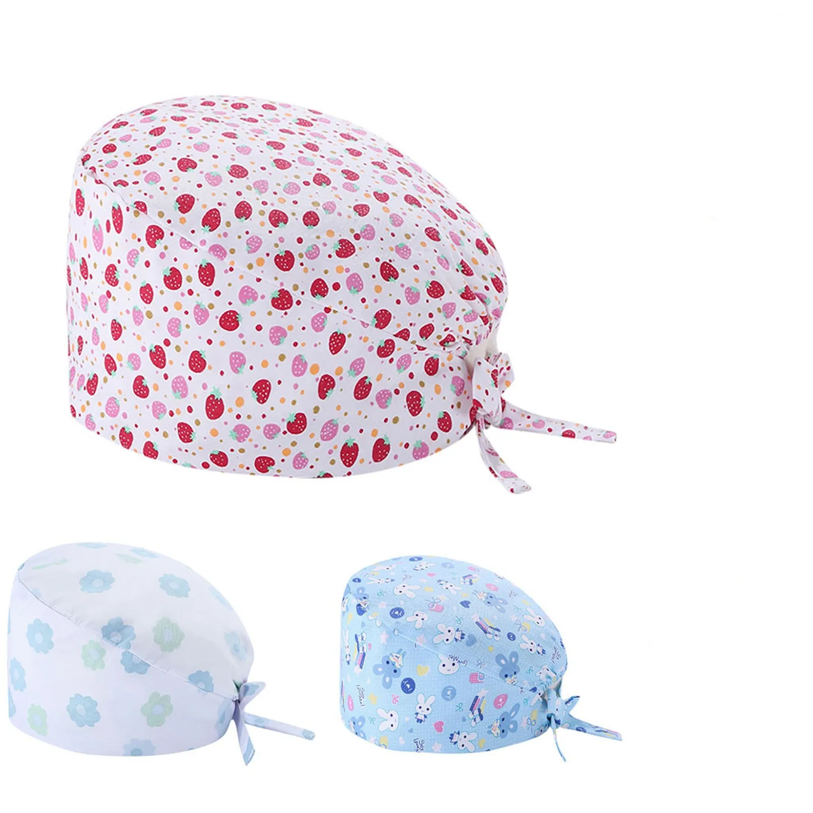 

Scrub Cap With Buttons Bouffant Hat With Sweatband for Womens and Mens CD