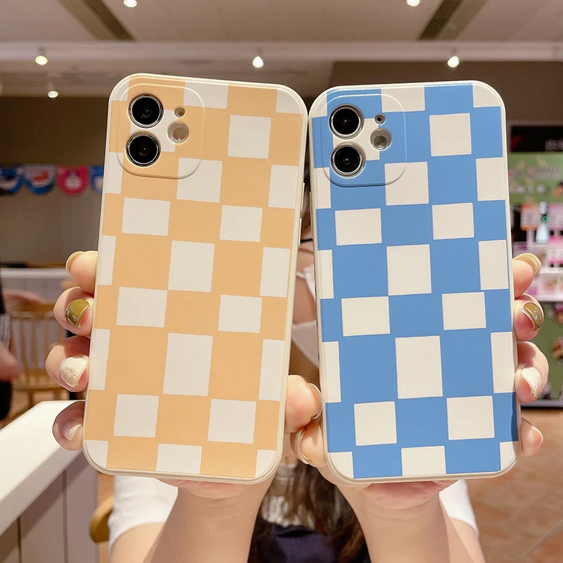 

New Geometric Lattice Phone Case For iPhone 11 Shell 12 Pro Max 7 8 Plus Case X XR XS Max 12 Pro Soft Back Cover