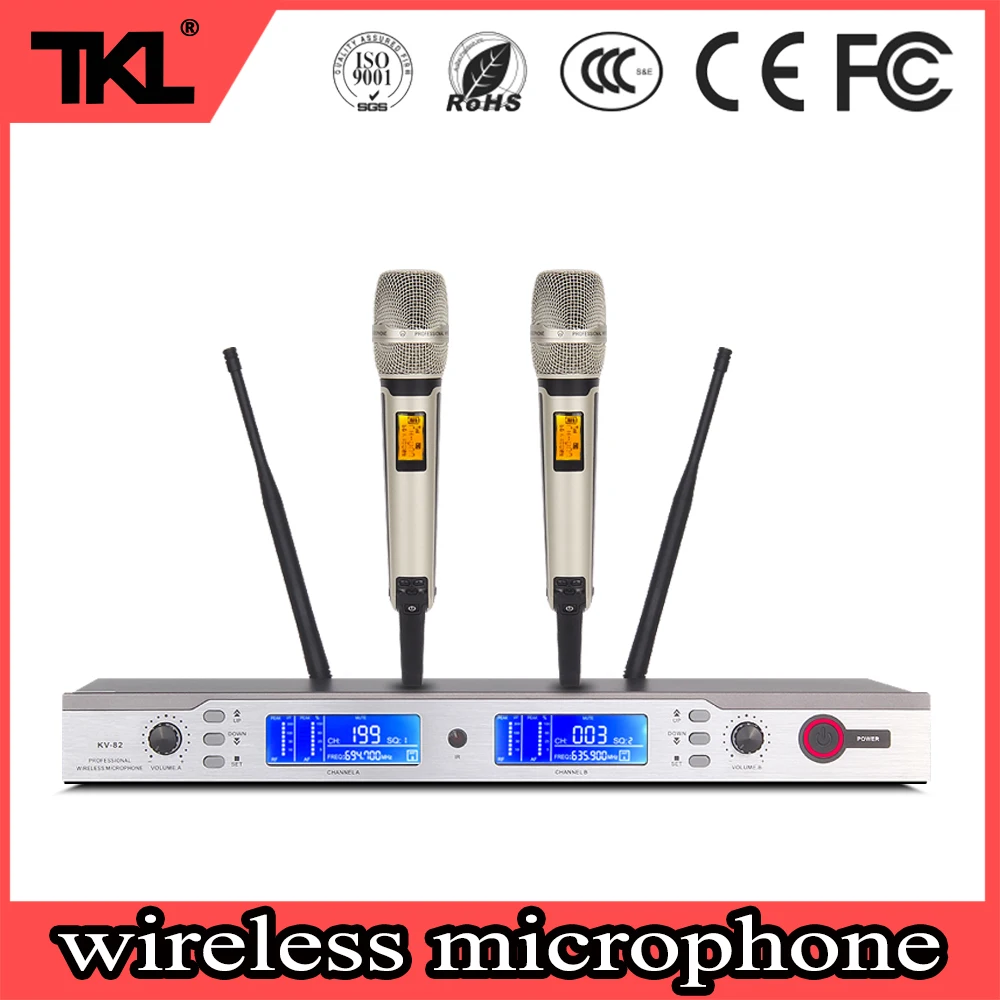 

TKL 2-channel Professional metal wireless microphone kv-82 stage UHF dynamic handheld microphone karaoke microphone