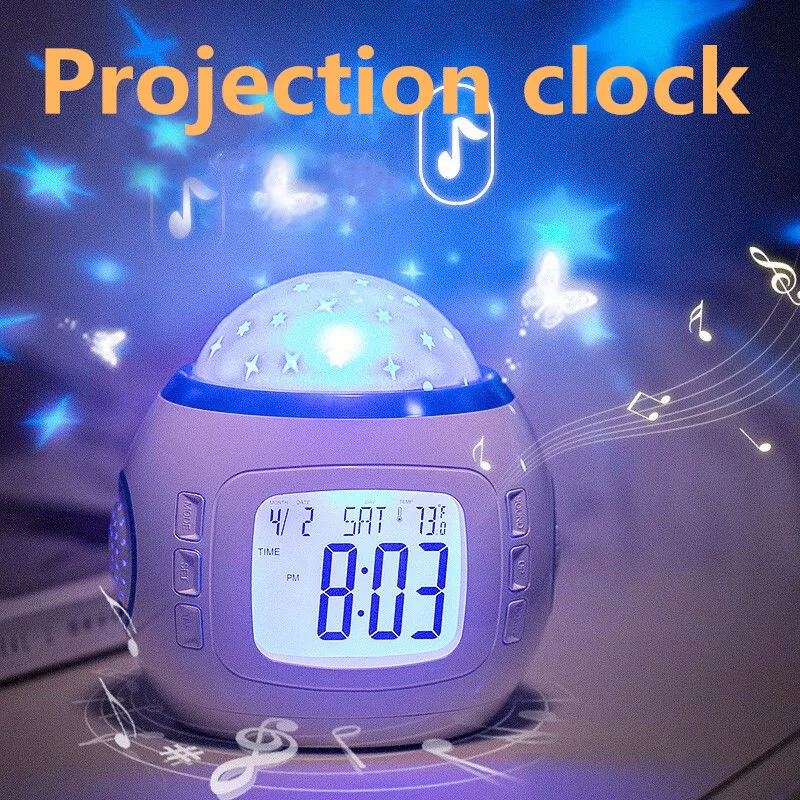 Style B Clock Светодиодный проекционный дисплей времени цифровой будильник голосовые подсказки термометр функция повтора ночной Светильник часы Подарки для детей - Цвет: Style B Clock