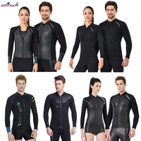 men women wetsuit tops 3mm 2mm neoprene long sleeve wet suit jacket front zip dive shirt for swimming surfing boat sailing beach