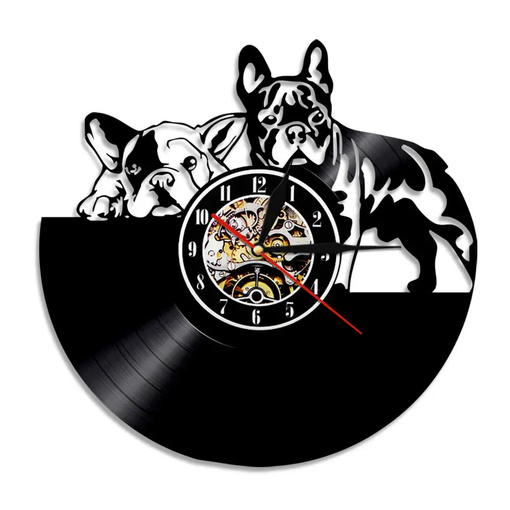 

French Bulldog Vinyl Record Wall Clock Home Room Decoration Puppy Dog Wall Clock Og Breed Dog Wedding Gifts Birthday Owners Gift