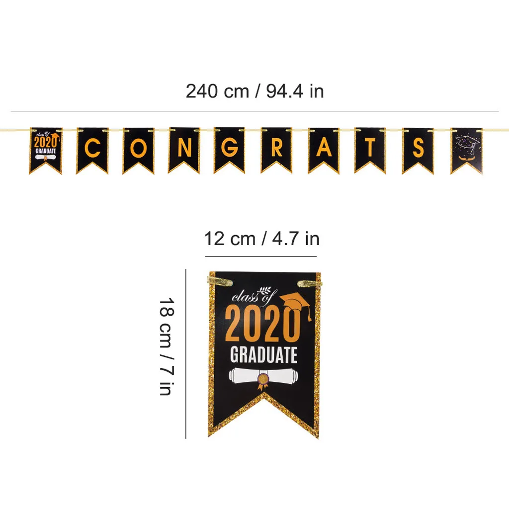 2 шт. Выпускной баннер с 30 подвесной декоративный бандаж congrats класс 2020 печать