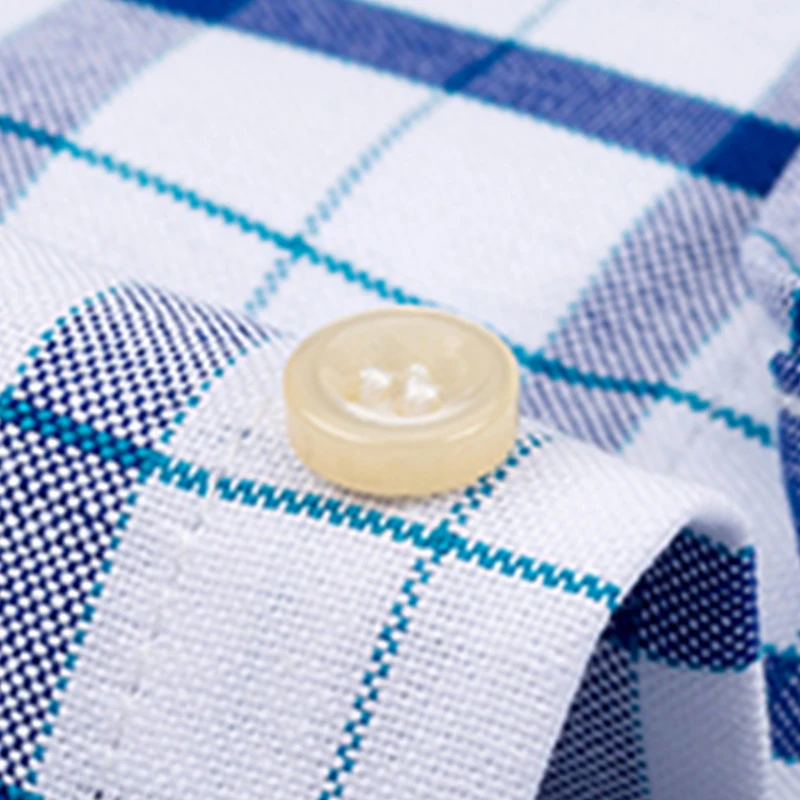AOLIWEN brand men Large size Oxford 100% cotton plaid short sleeve shirts for men's 2021summer sweat absorbent casual slim shirt