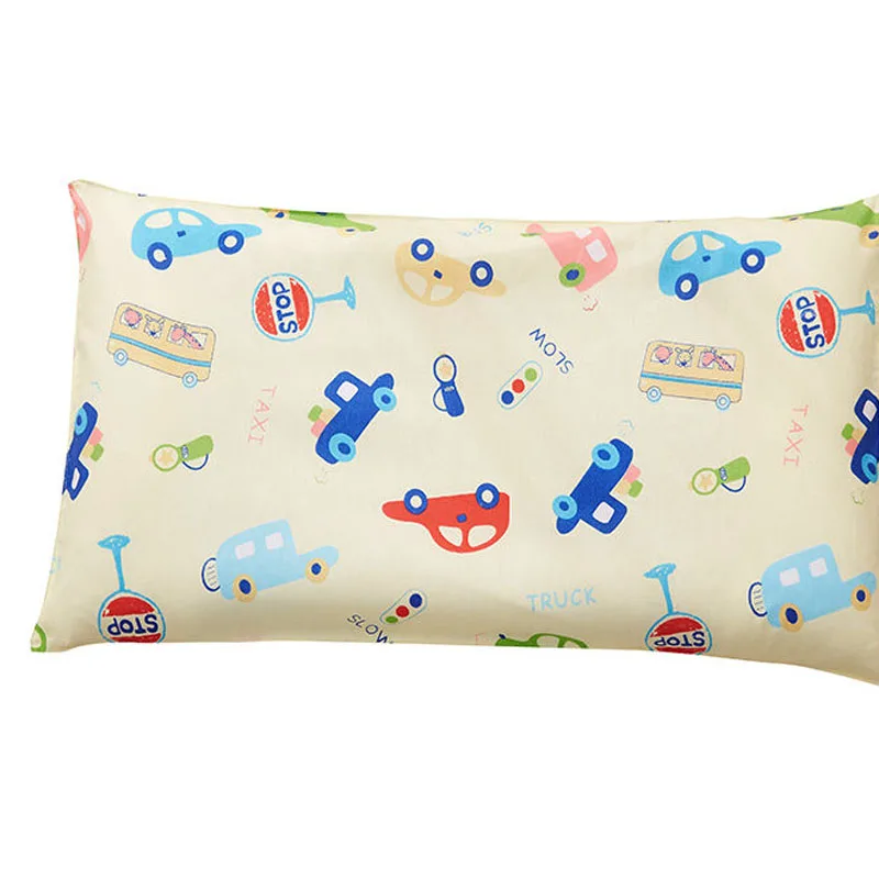 4 Colors Cartoon Cotton Kids Pillow Soft Washable Baby Sleeping Head Cushion Lengthen Rectangle Toddler Pillow Portable Headrest