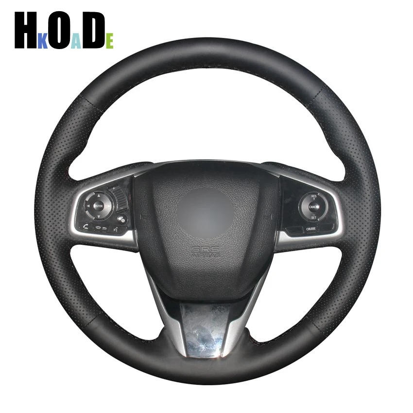 Сшитая вручную черная оплетка рулевого колеса из искусственной кожи для Honda Civic 10