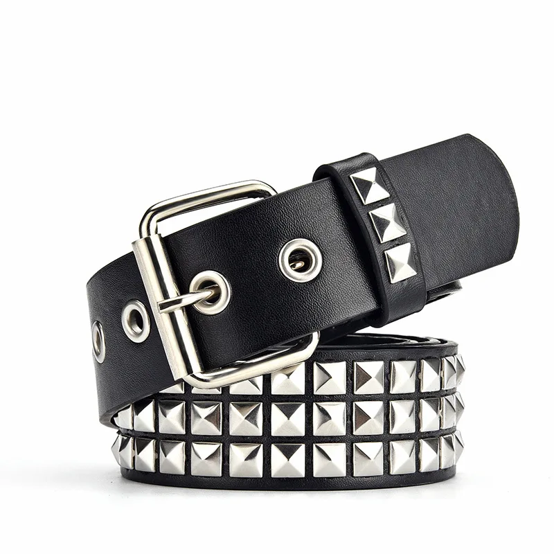 

Fashion Women Belt bead rivet Belts metal pyramid straps men /women punk rock hardware jeans designer female luxury waist Belt