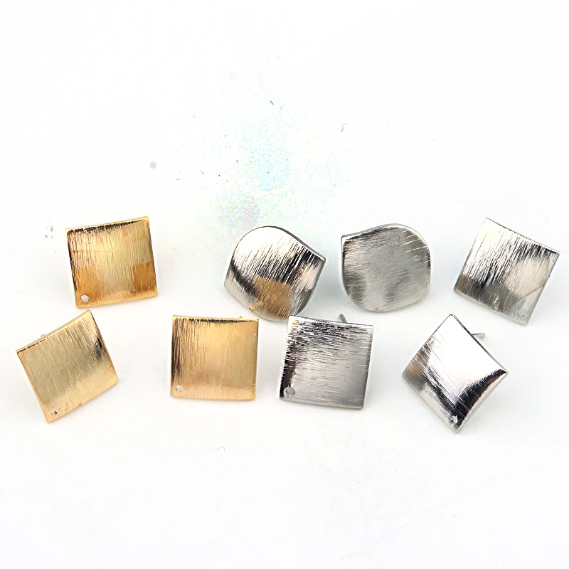 

10pcs Earring Make Accessories Gold Earring Base Findings Diy Brushed Square Leaf Shape Earrings Jewelry Charms Making