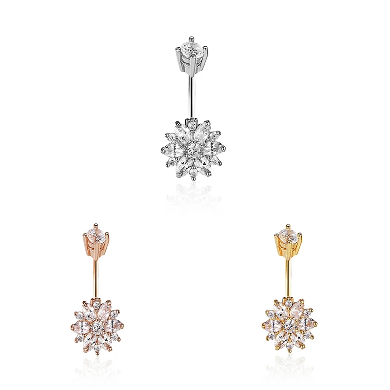 

1PS Stainless Steel Belly Button Ring Double Zircon Navel Nail Piercing Ombligo Navel Button Ring Sexy Belly Perforated Jewelry