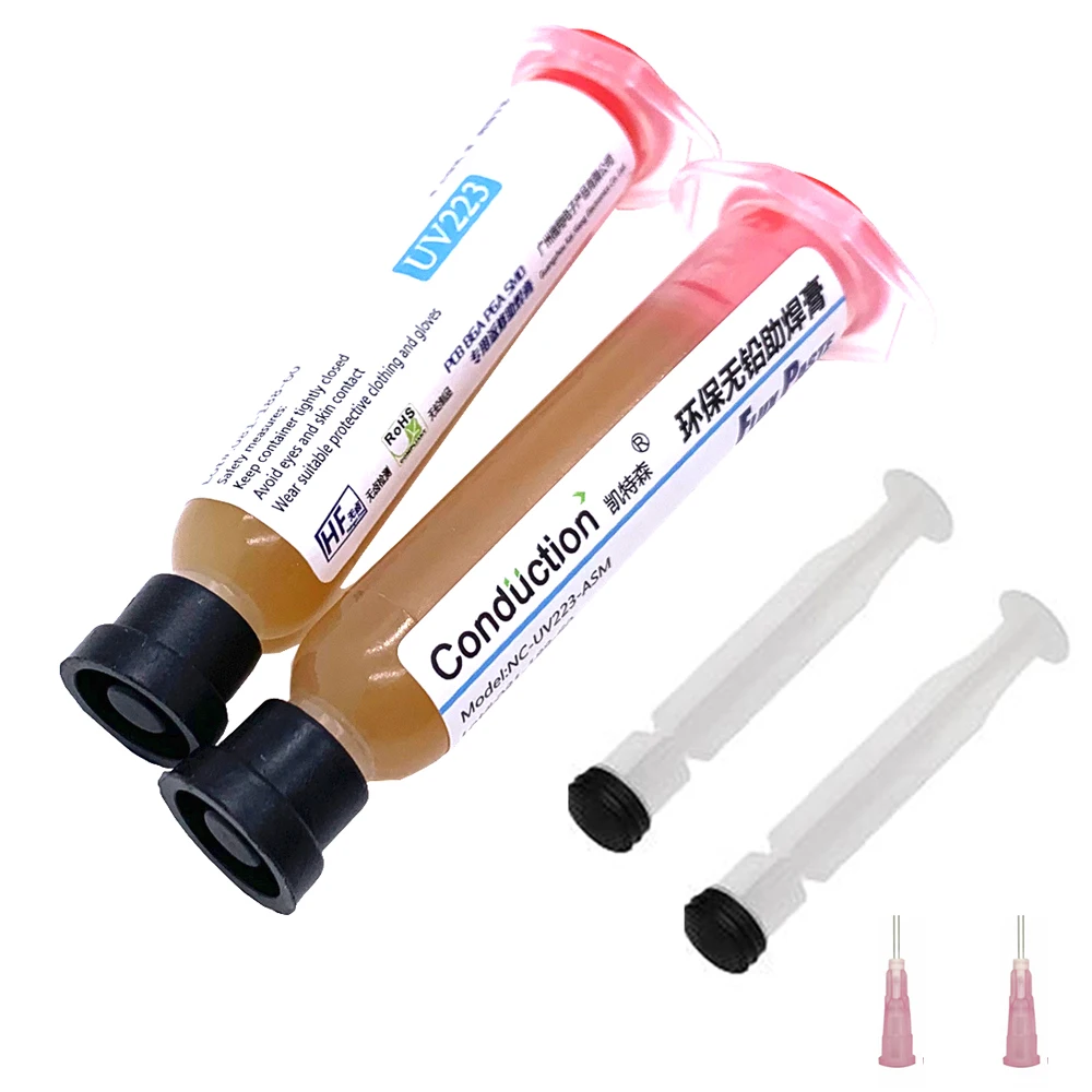 

Welding Flux Oil Solder PCB SMD Soldering Paste Flux Grease Syringe Plunger+Needle For Chips Computer Phone LED BGA SMD PGA PCB