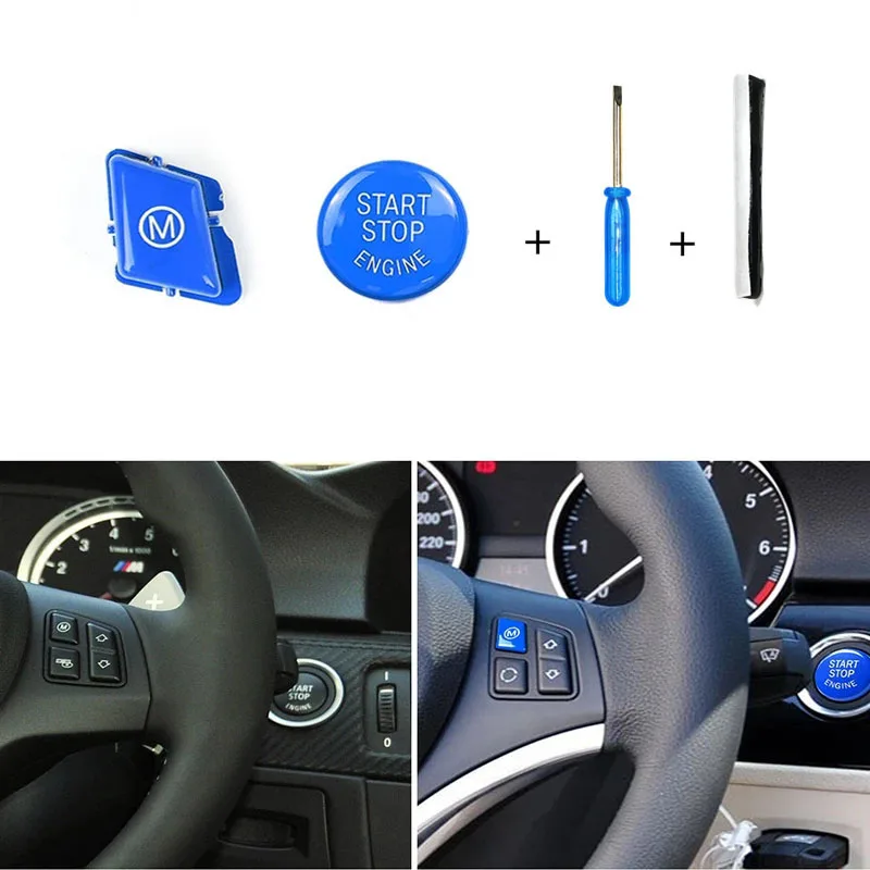 

Car Steering Wheel M Button Switch Button Cover For BMW E90 E91 E92 E93 3 Series M3 Sport Start Stop Engine Replacement Switch