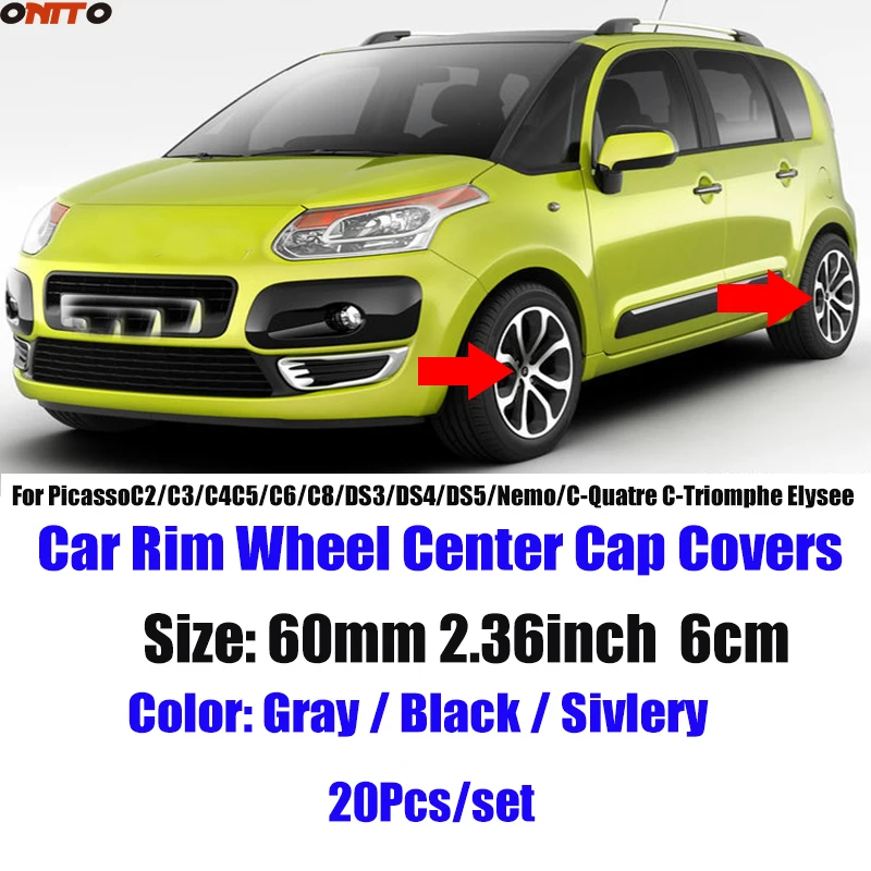 

20pcs 60mm 2.36inch original Car Rims Wheel Hub Center Covers Auto Badge For Citroen Wheels PicassoC2/C3/C4C5/C6/C8/DS3/DS4/DS5