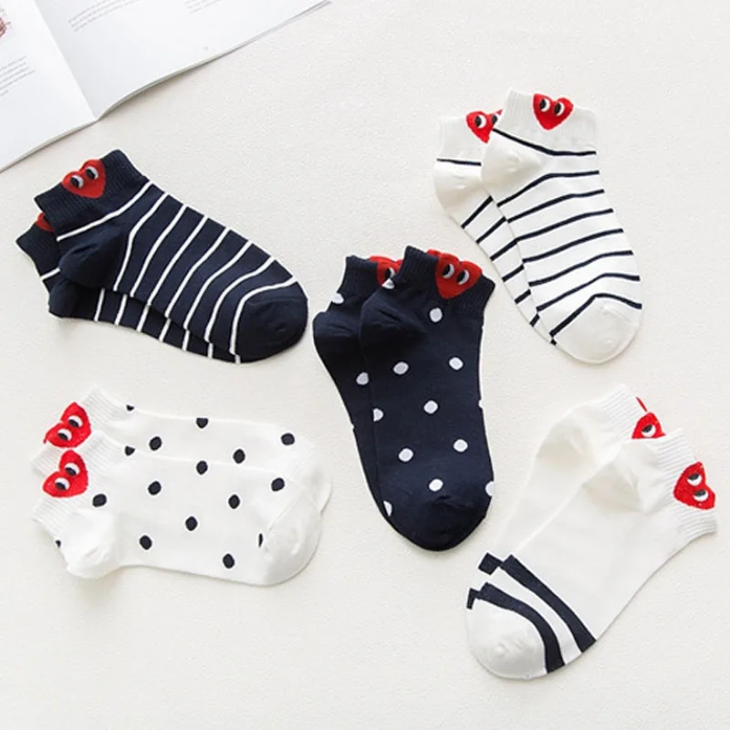 2019 Модные женские носки с милыми сердечками и глазами мультипликационная