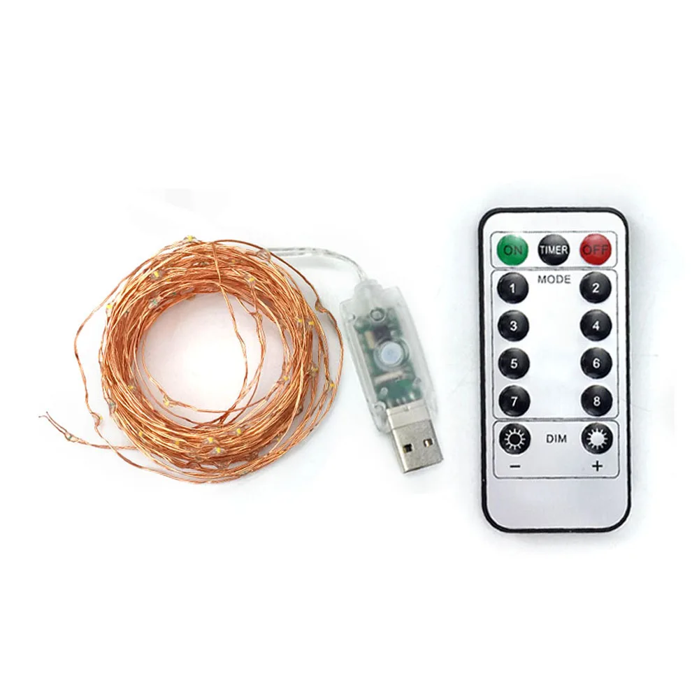 Светодиодная гирлянда с USB разноцветная новогодняя медная проволока для