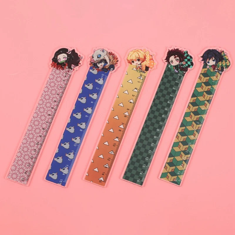 

Anime Demon Slayer: Kimetsu No Yaiba Kamado Tanjirou Cosplay Ruler Measuring Scale Students Cartoon Measure Ruler Gift For Kids