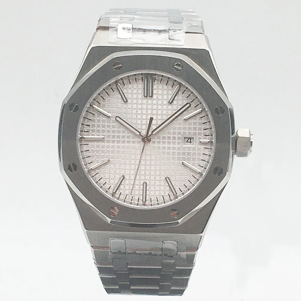 Мужские часы из нержавеющей стали с восьмиугольным циферблатом 42 мм|Мужские