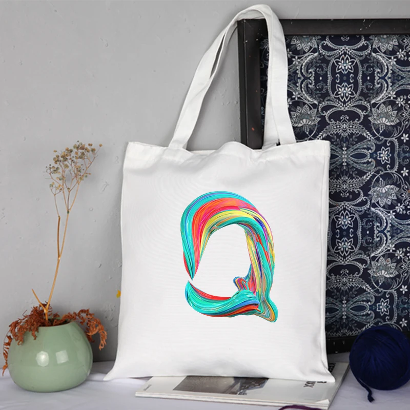

Letter Shopper Bag Shopping Bags for Groceries Designer Handbags Reusable Women's Canvas Fabric Tote Woman Casual Printed Sac