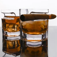 2pcs set ultra clear crystal whiskey glass cup wine brandy liquor beer water thicken square wine glass for home bar party