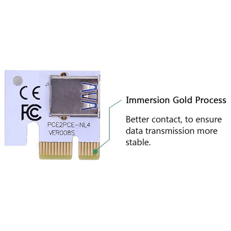 

10PCS VER008S Molex 4Pin SATA 6PIN PCIE PCI-E PCI Express Riser Card 008S Adapter 1X to 16X USB3.0 Extender Mining Miner