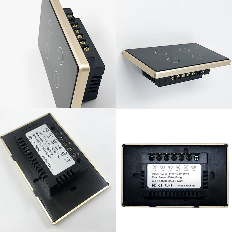 

Wifi touch switch supports tuya app Alexa Google voice control neutral wire installation tempered glass panel smart light switch