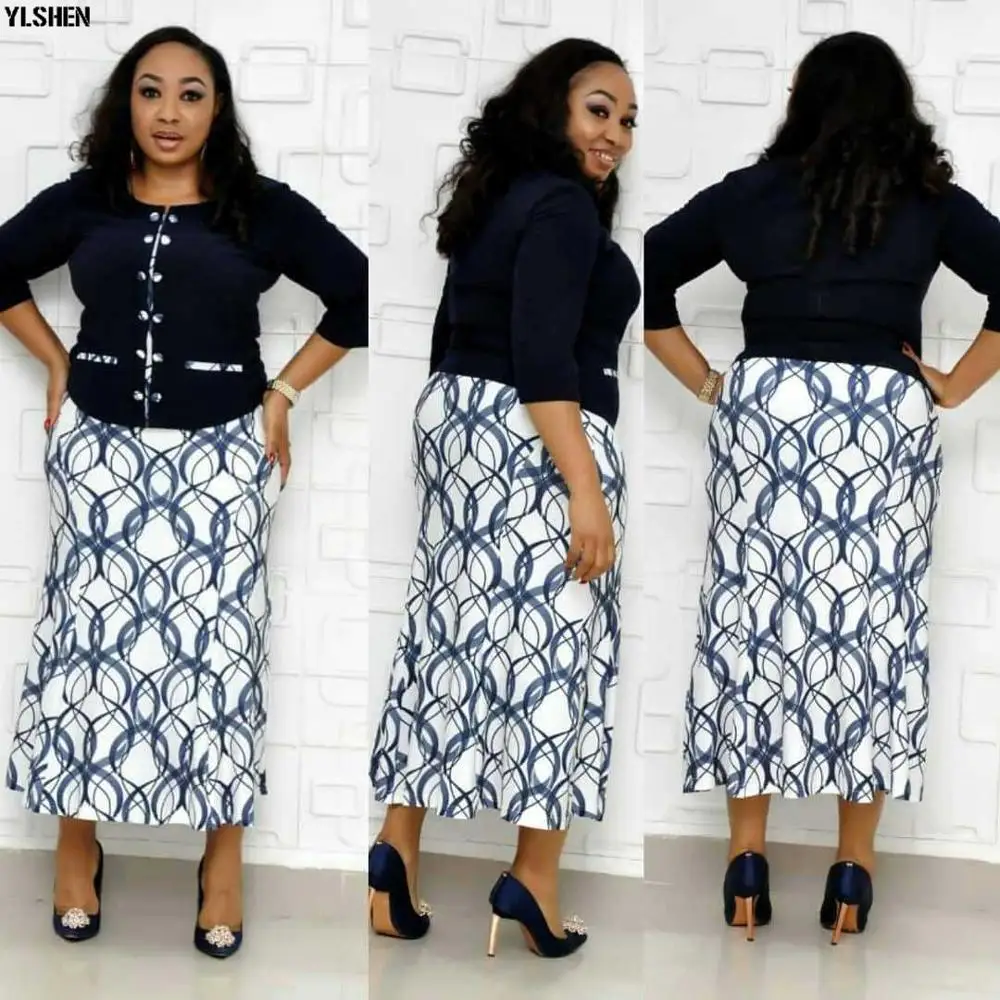 2 Piece Set African Dresses for Women Print Clothes Dashiki Tops + Skirt Suits Bazin Riche Fashion Robe Africaine Femme | Тематическая