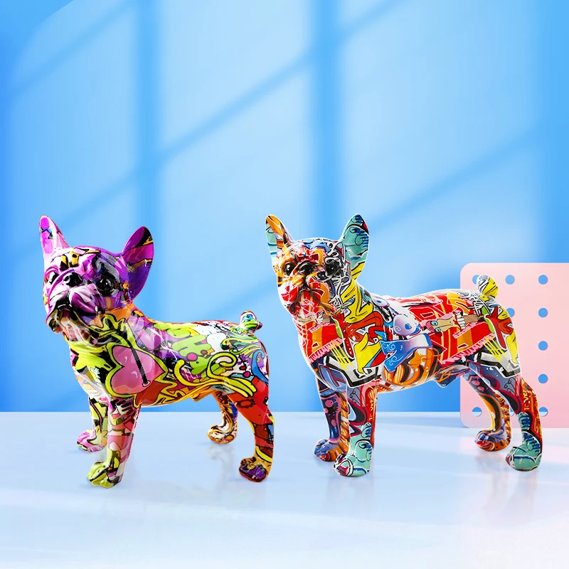 Статуэтка в скандинавском стиле животное с рисунком бульдога добермана поделка