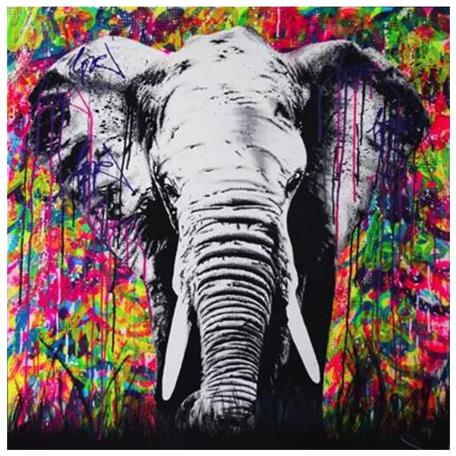 Красочный Слон DIY Кристалл полная дрель животные 5D алмазная живопись Набор для