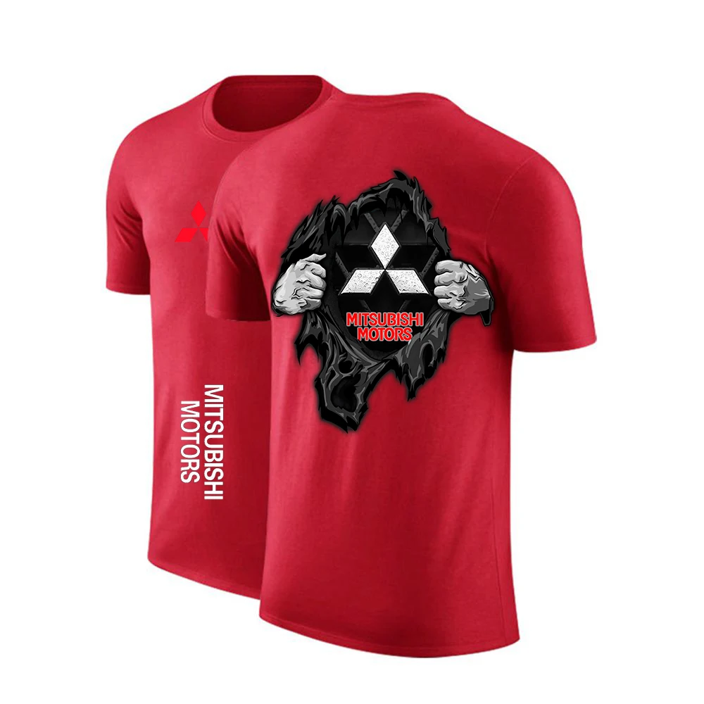 Mitsubishi Car LOGO Tshirts Short Sleeve Tops Tees Casual Loose Couple T-shirt Summer New | Мужская одежда
