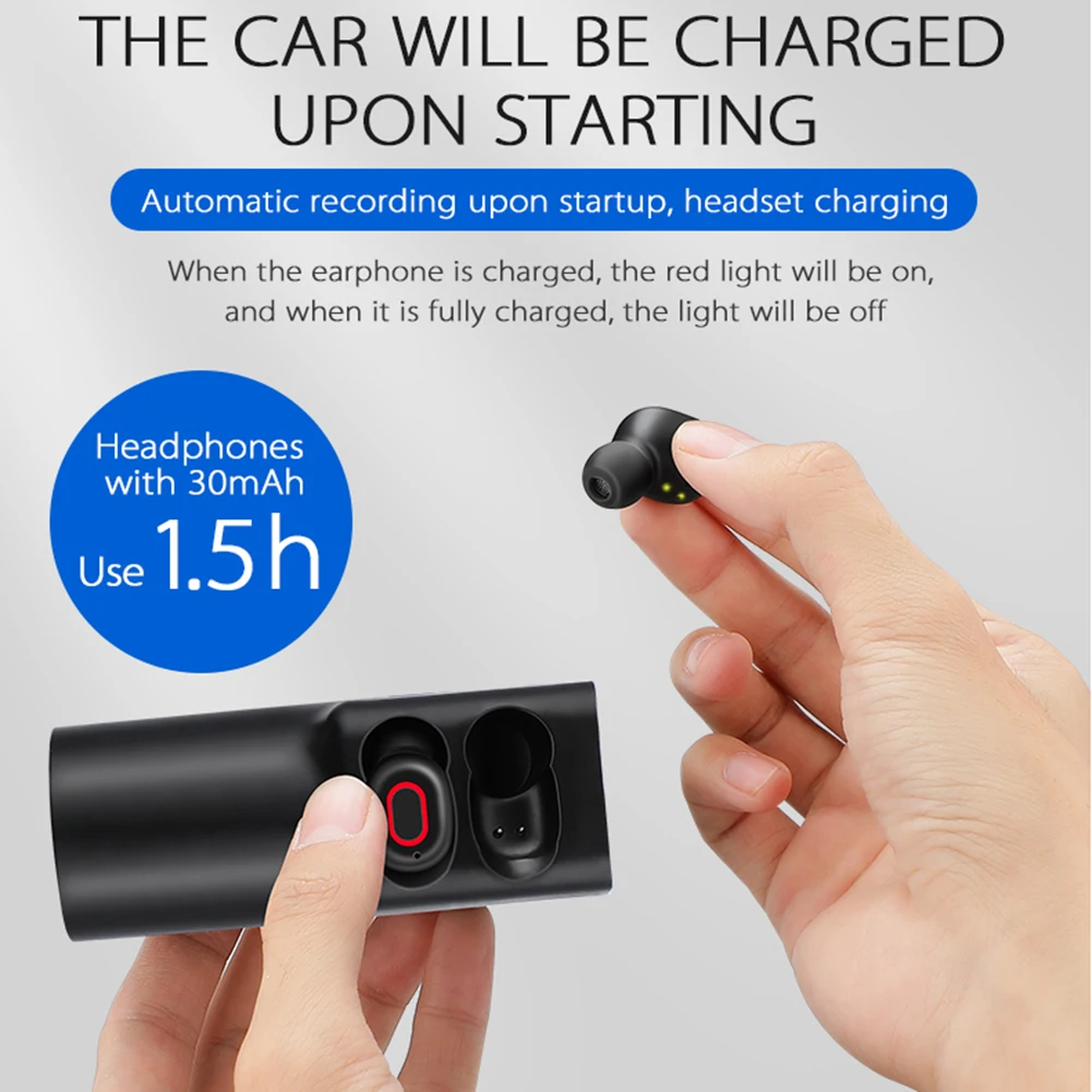 WiFi Car DVR Dashboard Camera Full HD 1080P with TWS Bluetooth 5.0 Earbuds Front Tachograph Safe Asystem | Автомобили и мотоциклы