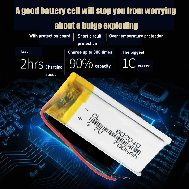 3 7 V Lipo cells 802040 700mah литиевая полимерная аккумуляторная батарея для MP3 MP4 GPS