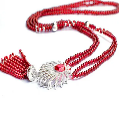 s925 pure silver natural garnet necklace pendant swan fireworks collection grade wine red sweater chain | Украшения и аксессуары