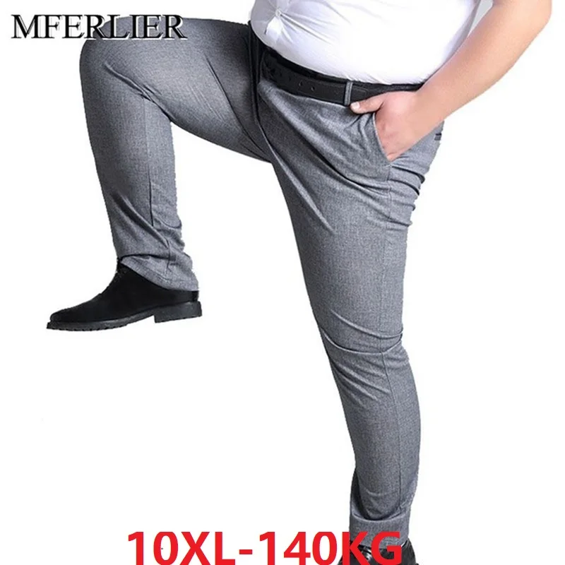 Большие размеры 7XL 8XL 9XL костюм брюки Мужской простой костюм брюки осень синий 10XL брюки для официального костюма эластичные прямые брюки 54