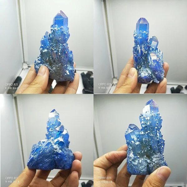 177g Phantom Blue натуральный Титан с покрытием Рок Кварцевый кластер Geode Druzy Кварцевый Минеральный Sampl - Цвет: 177g