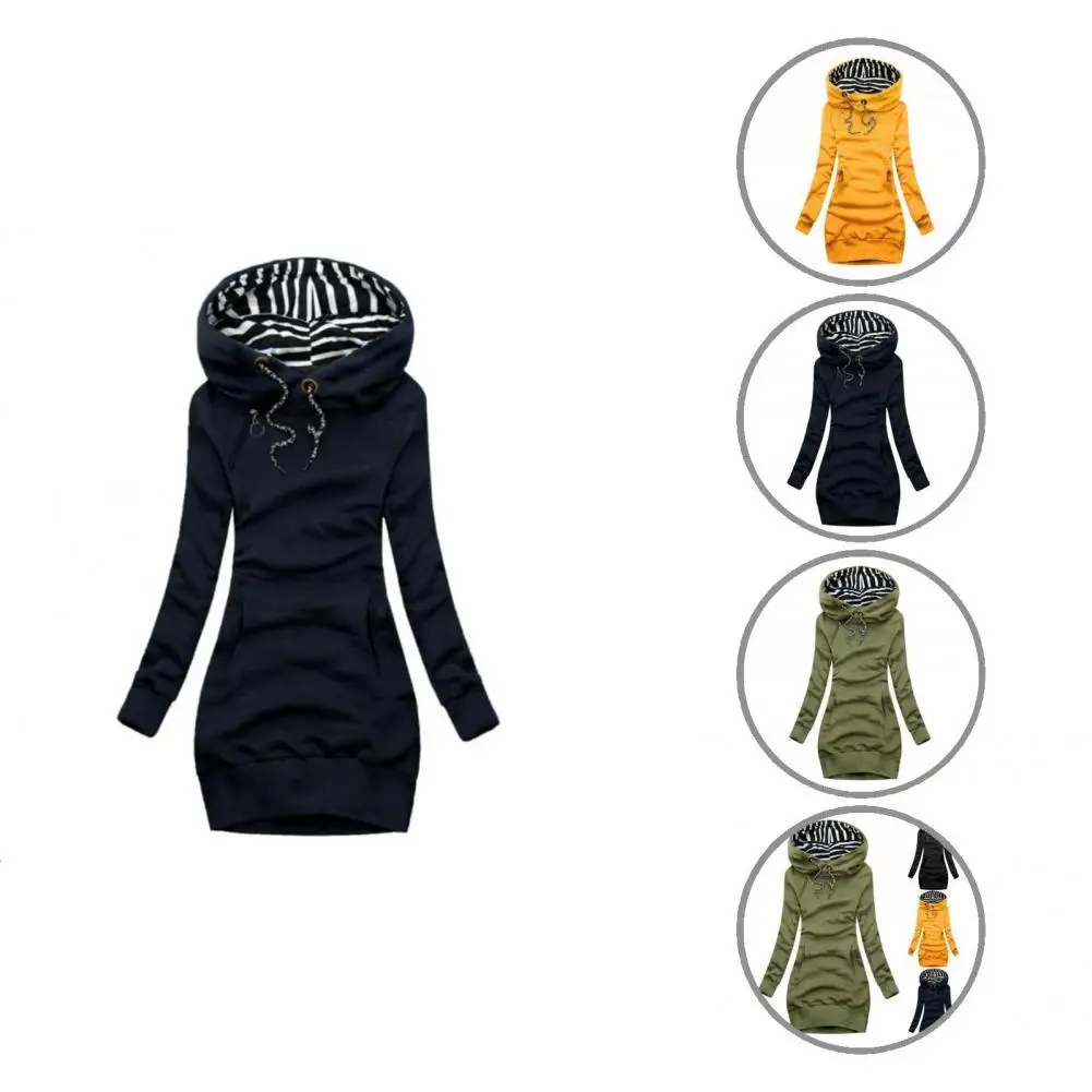 

Large Pocket Streetwear Stripe Pint Zipper Pullover Dress for Jogging