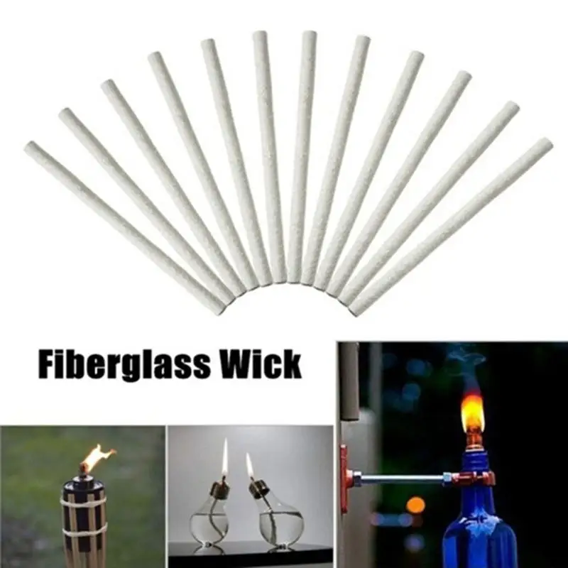 

10pcs Long Life Fiberglass Wick Oil Lamp Wick Fiberglass Replacement Tiki Torch Wick For Wine Bottles Lanterns Garden Lights