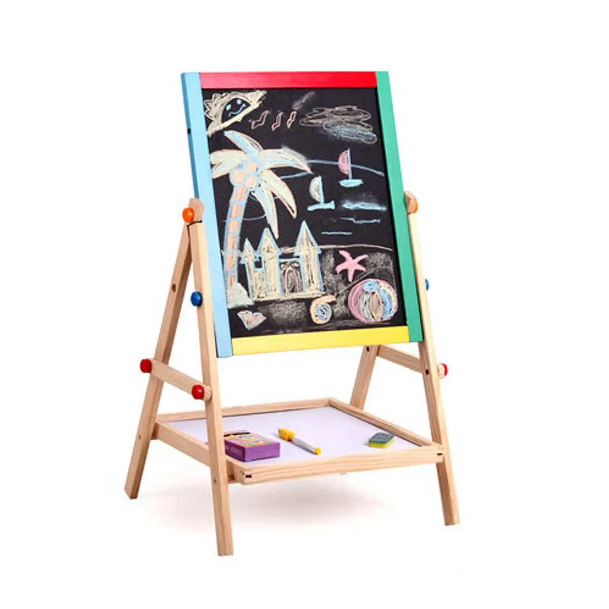 

Wooden Drawing Blackboard Whiteboard Double Sided Magnetic Easel Painting Toy Early Education Learning Toys For Children Kids