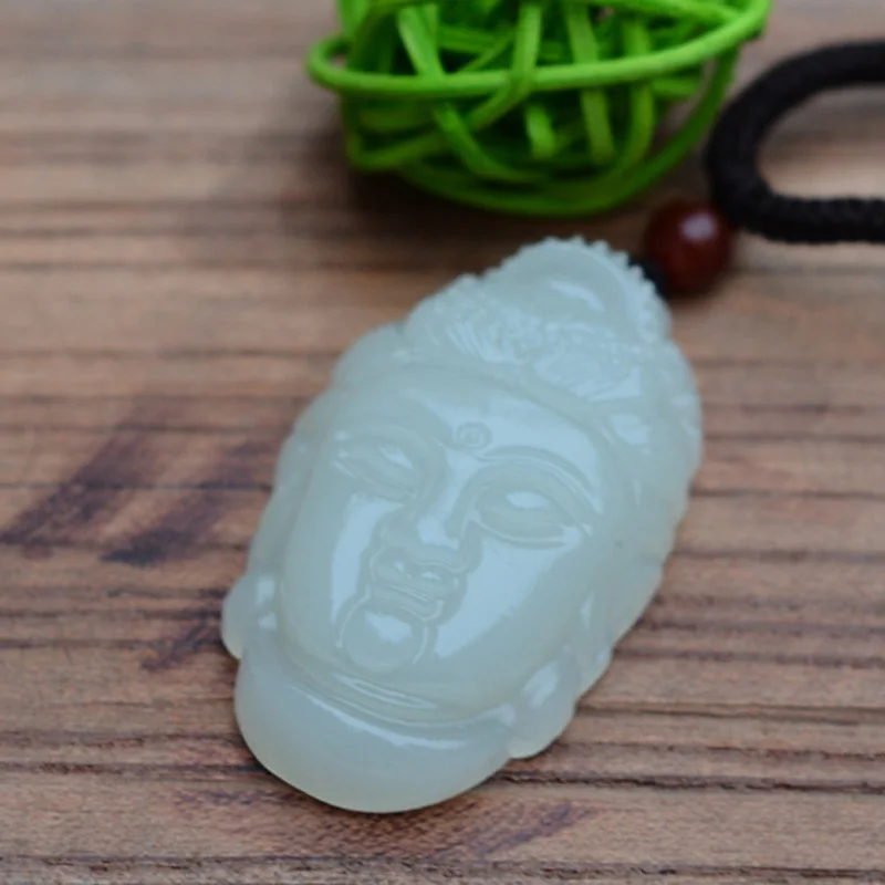 Подвеска из природного белого Афганистана с нефритом Гуаньинь Бодхисаттва