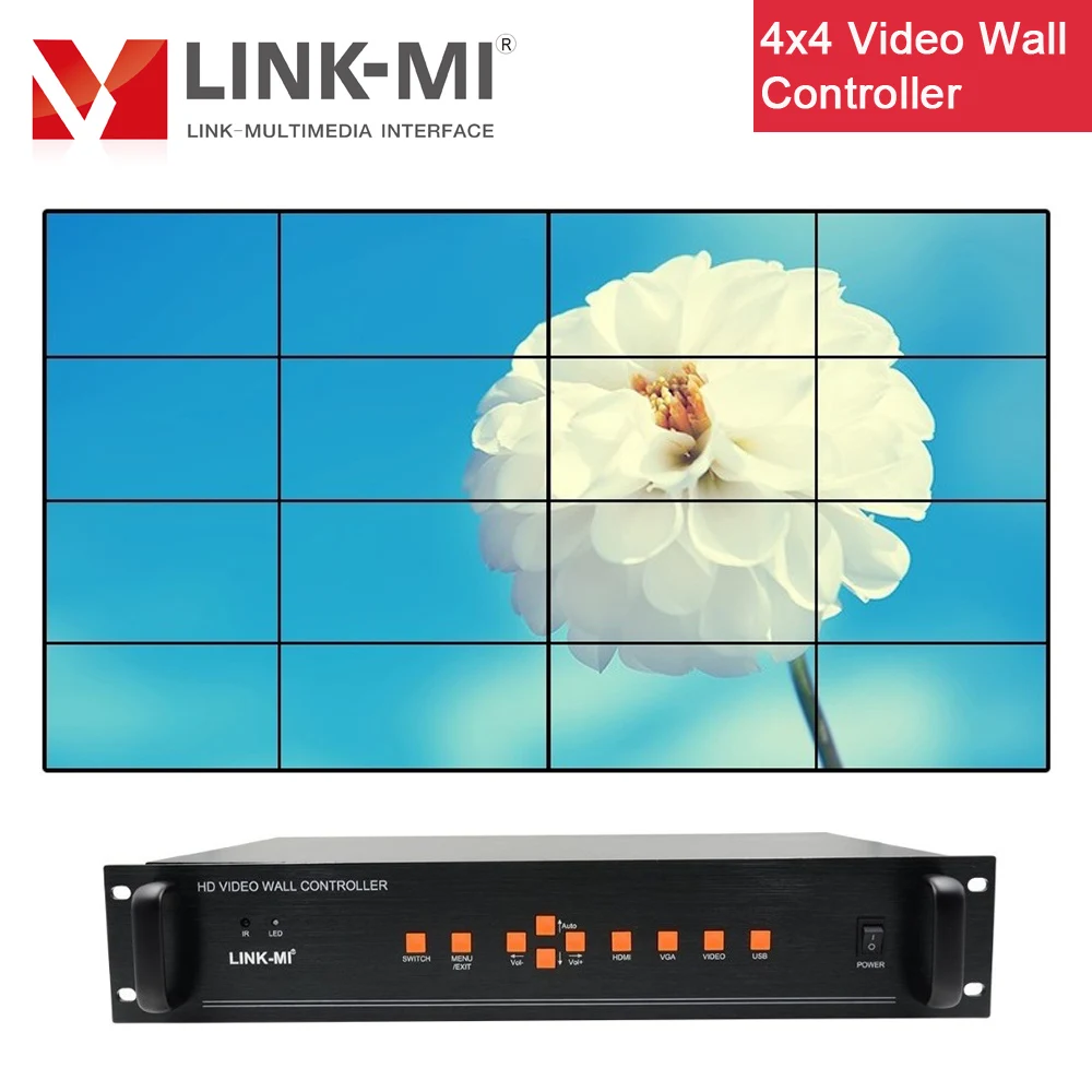 LINK MI 16 Каналы контроллером видеодисплея 4x4 3x4 3x3 3x2 HDMI VGA USB AV входов 180 градусов