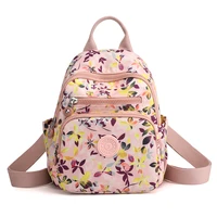 women floral print mochilas luxury nylon travel bagpack graceful phone purse rugzak small school bags mini backpacks for girls