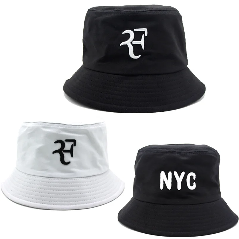 

100% cotton bucket hat for adult New Letter embroidered Fisherman hat Caps Summer Foldable Sun Protection hats