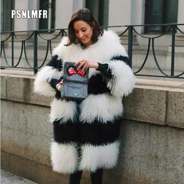 Русская зима элегантная натуральная монгольская овечья шуба утолщенная теплая