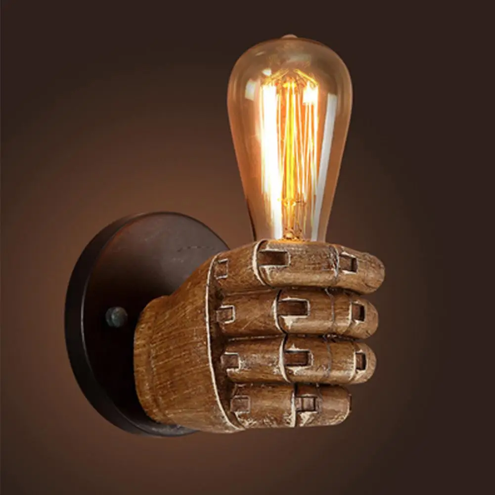 

Retro Creative Fist Shape Wall Light E27 Lamp Holder Industrial Style Wall Lamp Restaurant Living Room Cafe Bar Decor Lampa