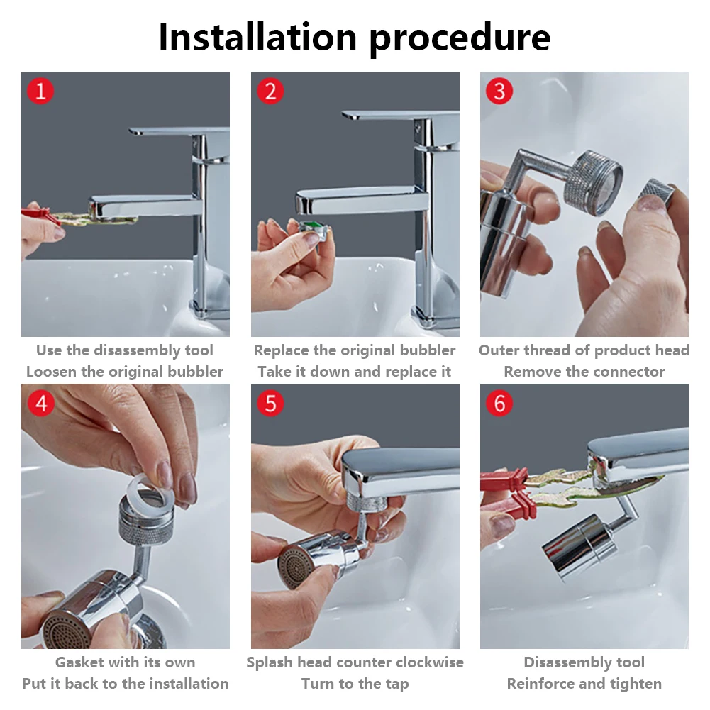 

Bathroom Tap Aerator Solid Replacement Parts Copper Durable Plating Faucet Accessory Adjustable Angle 2 Spray Mode Home Kitchen